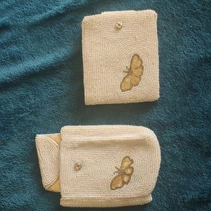 2 Vintage handmade butterfly bag and wallet